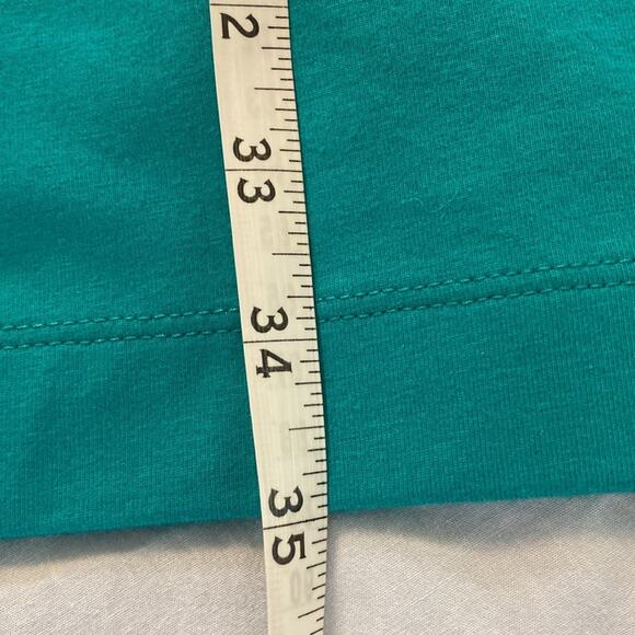 Talbots Jade Green 3/4 Sleeve Ruffle Neck Knit Sheath Dress Size MP - Picture 8 of 9